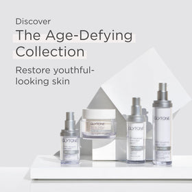 Glytone brand packaging close-up communicates clean, fragrance-free formula