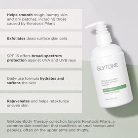Glytone Daily Body Lotion application on arm shows even coverage