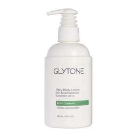 Glytone Daily Body Lotion with SPF 15 bottle ready for daily sun protection