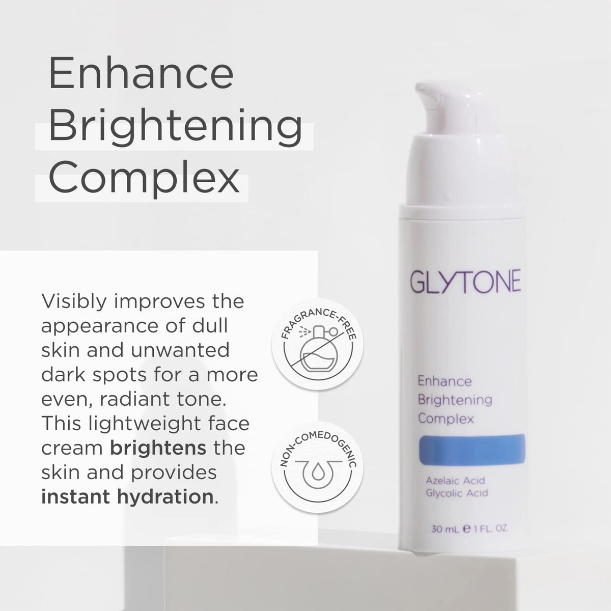 Close-up of Glytone Brightening Cream being applied to skin for a smooth finish.
