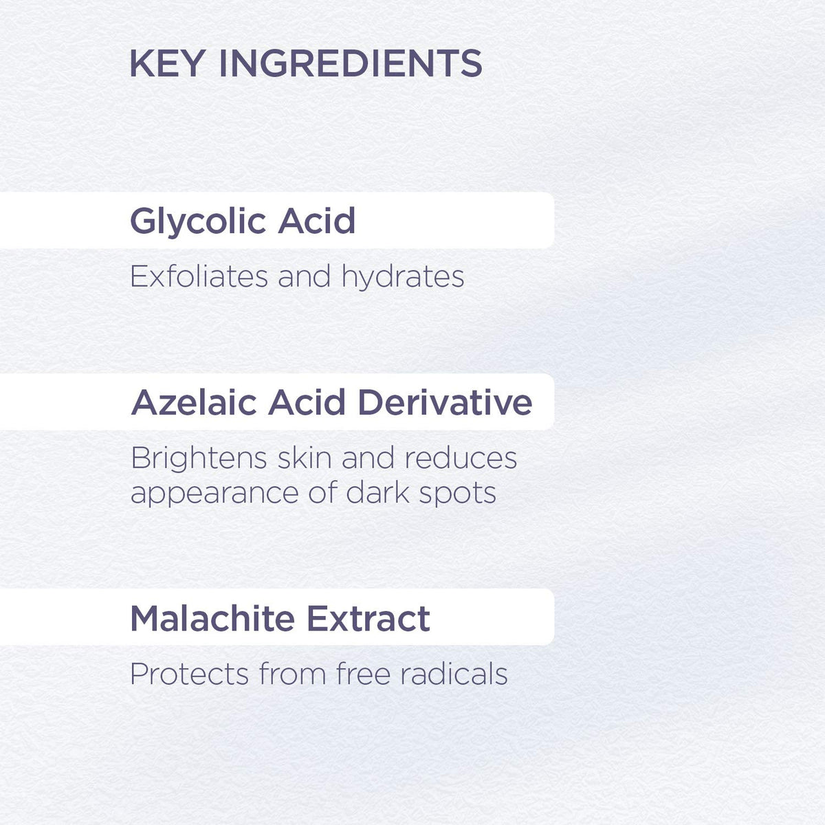 GLYTONE Enhance Brightening Solution ingredients highlight malachite extract and Niacinamide benefits