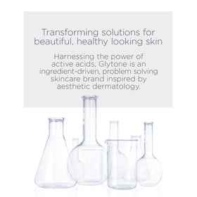 Hyaluronic acid drops next to Glytone jar, illustrating plump hydration benefits.