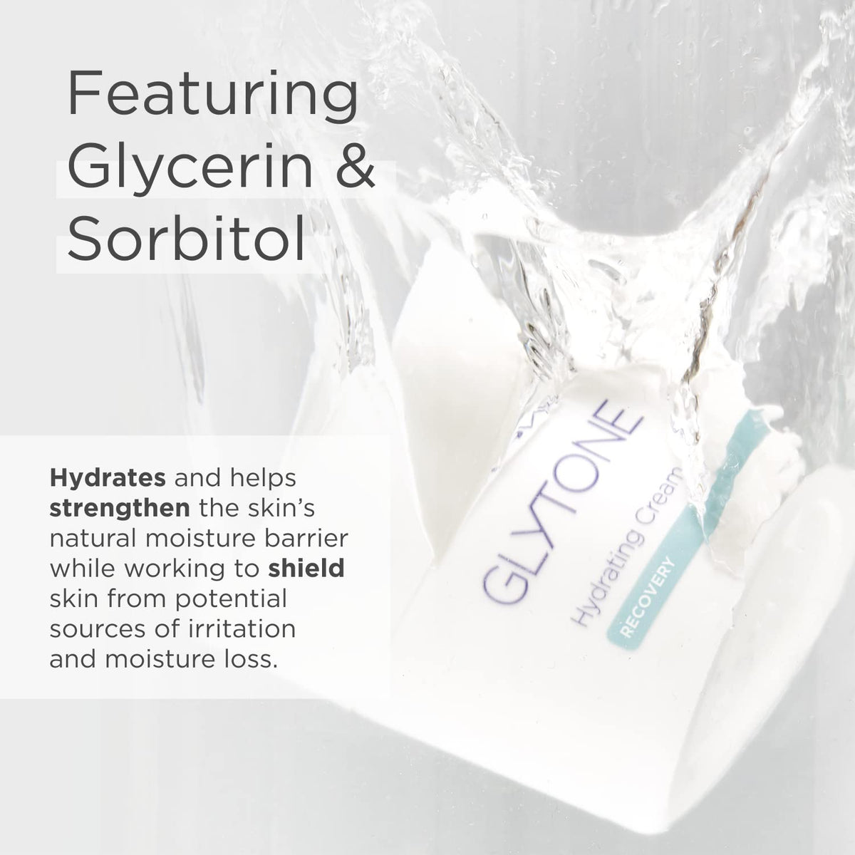 Glytone Hydrating Cream being applied to dry skin for soothing hydration.