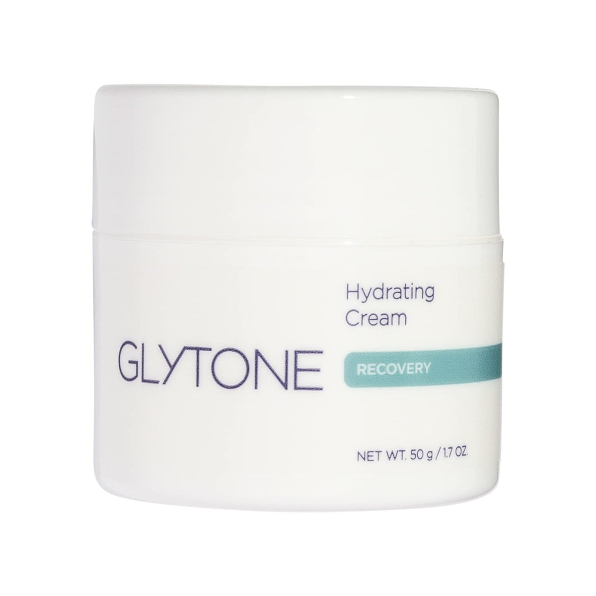 Glytone Hydrating Cream bottle packaging shows a lightweight, non-greasy daily moisturizer.