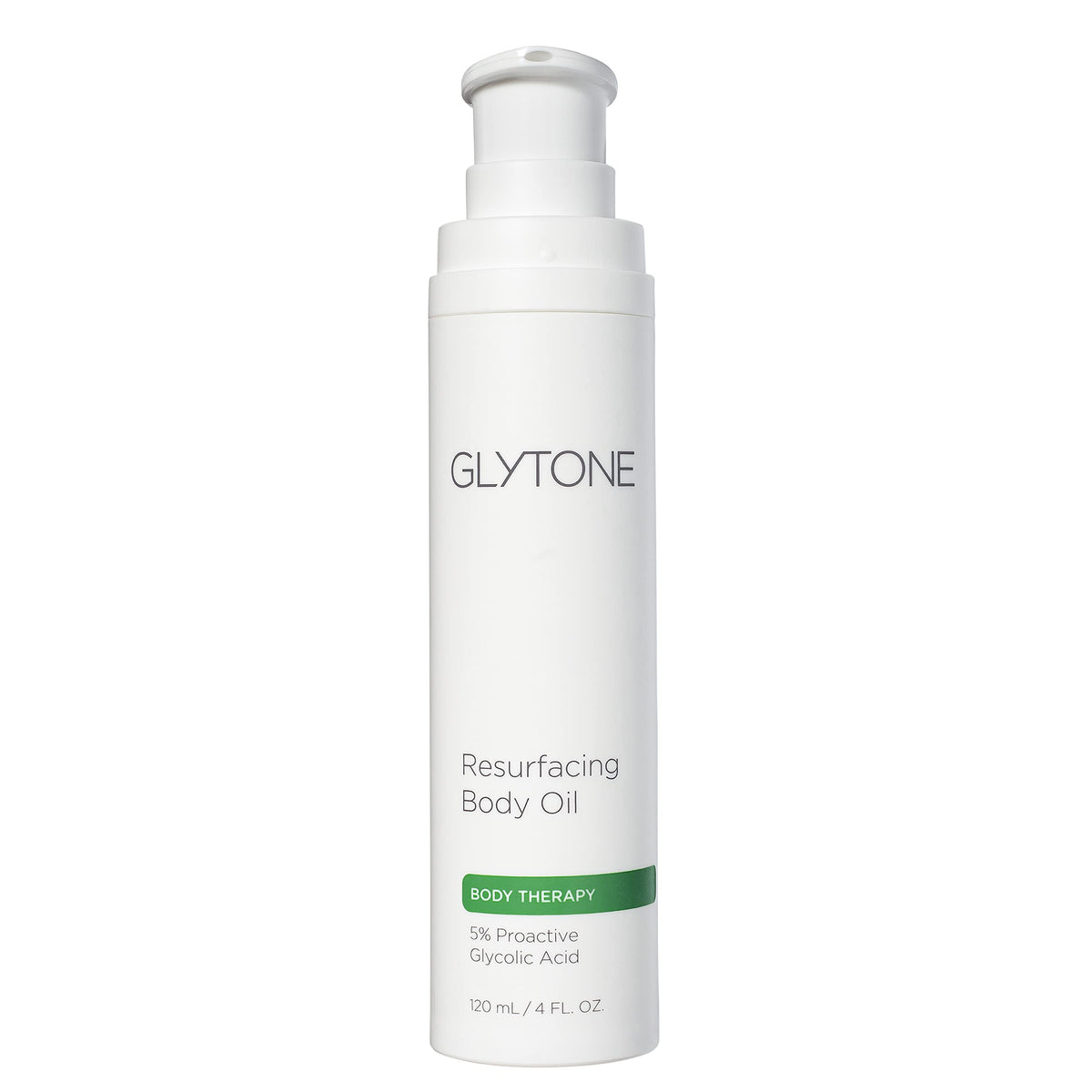 Glytone Resurfacing Body Oil bottle pour showing gentle exfoliation
