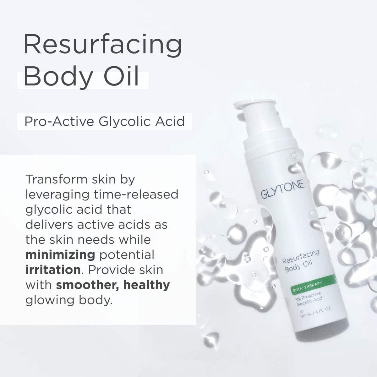 Glytone Resurfacing Body Oil being used in shower for soft skin