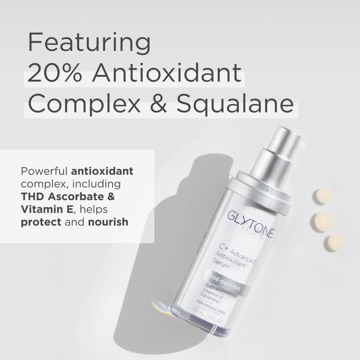 Glytone Serum application close-up highlights silky texture and quick absorption