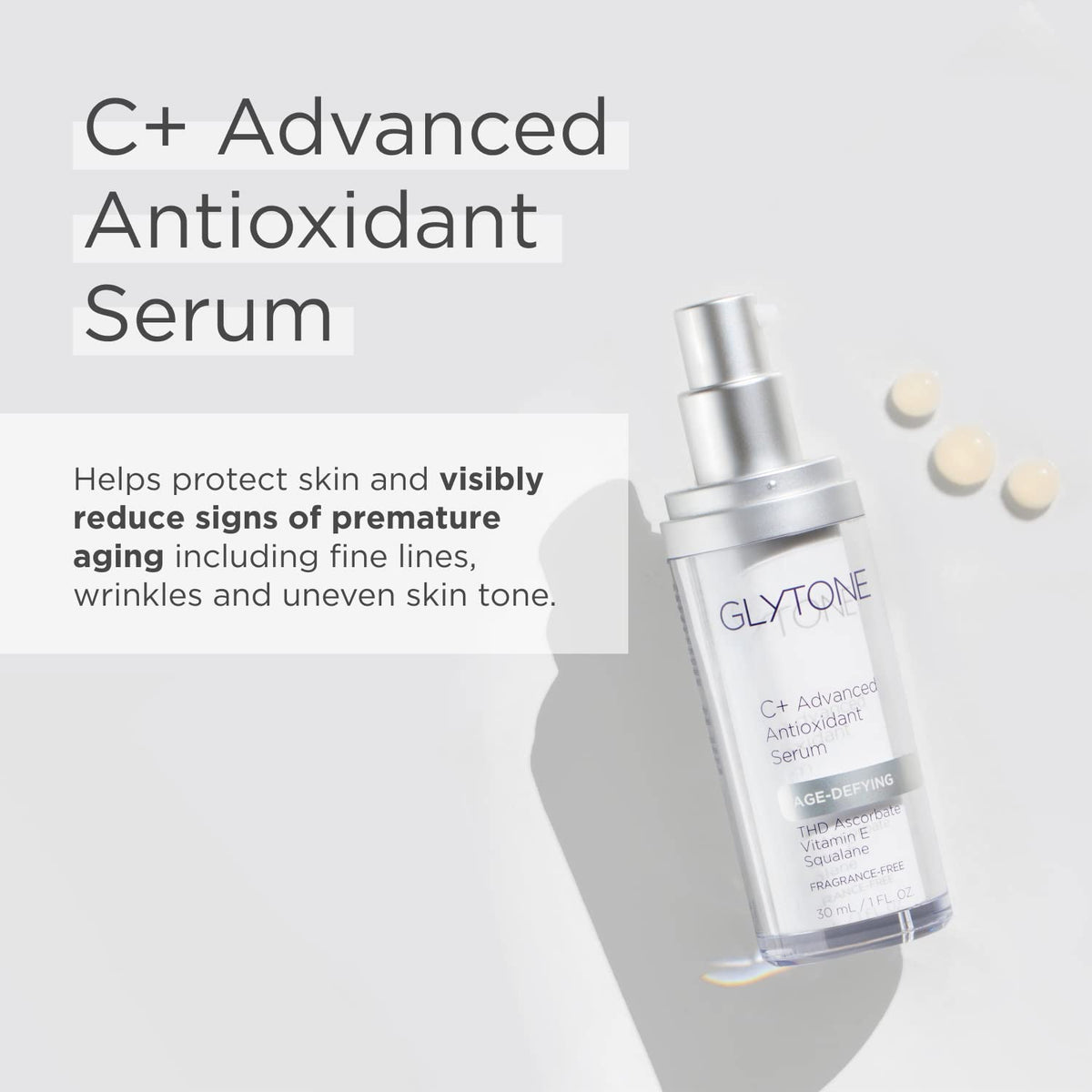 Glytone Vitamin C Serum dropper enables precise, mess-free application