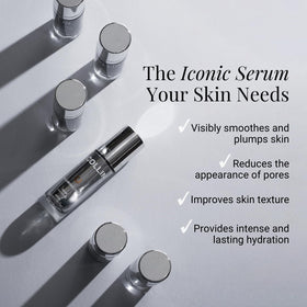 Texture close-up shows lightweight hydration from G.M. COLLIN Hyaluronic Filler Serum.