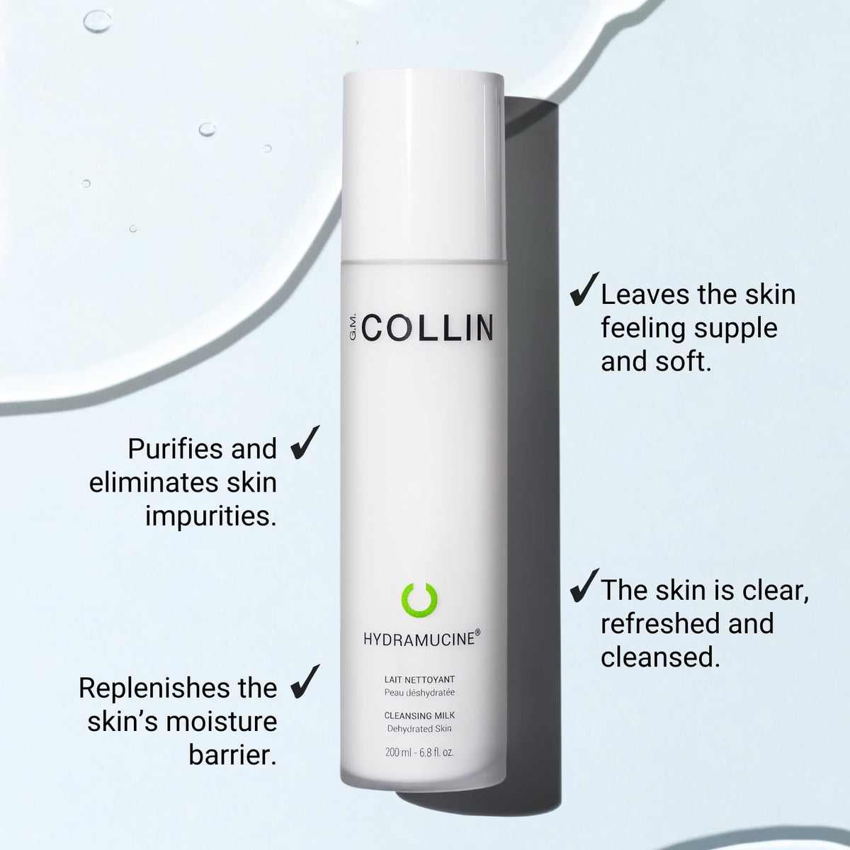 G.M. COLLIN Hydramucine cleansing milk eye makeup removal demonstrates efficient cleansing without irritation