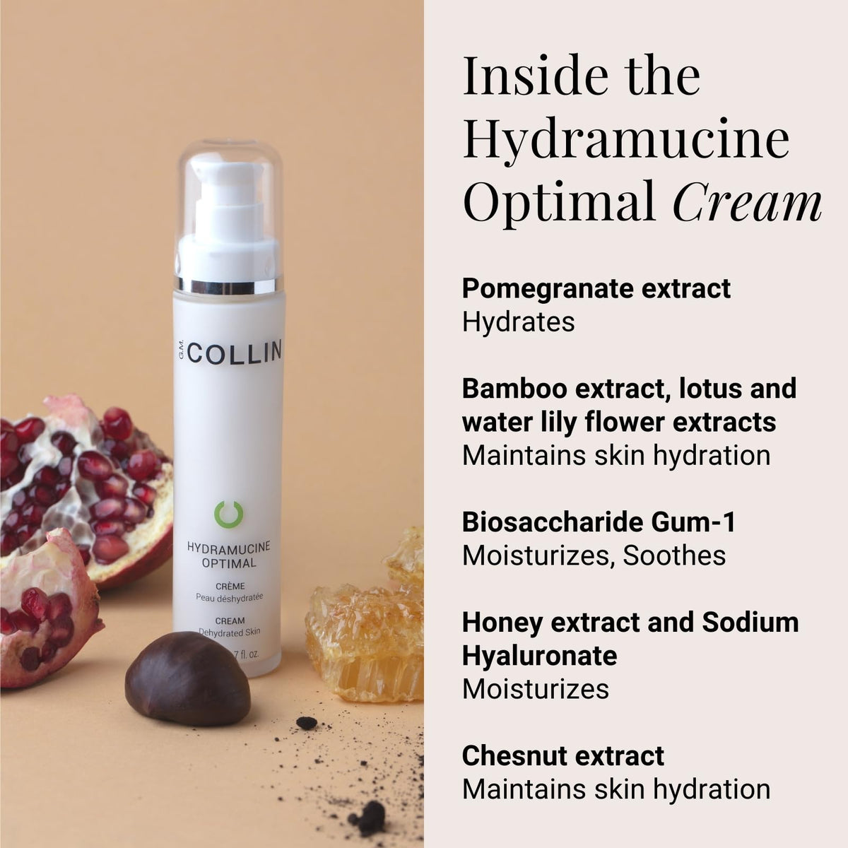 Daily-use scene showing Hydramucine Optimal Cream for normal to dry skin