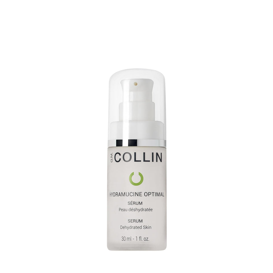 G.M. COLLIN Hydramucine Optimal Serum bottle shows premium hydration for daily use.