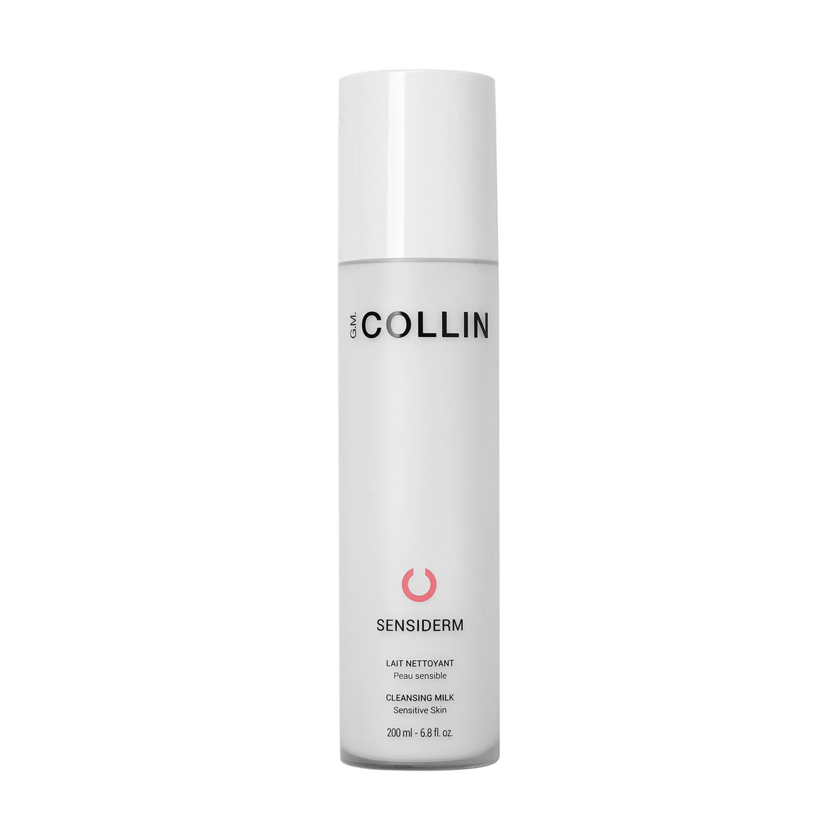 G.M. COLLIN Sensiderm Cleansing Milk bottle pour shows gentle makeup removal for sensitive skin