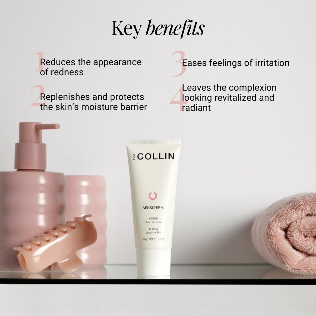 Sensiderm packaging box signals premium care for redness-prone skin.