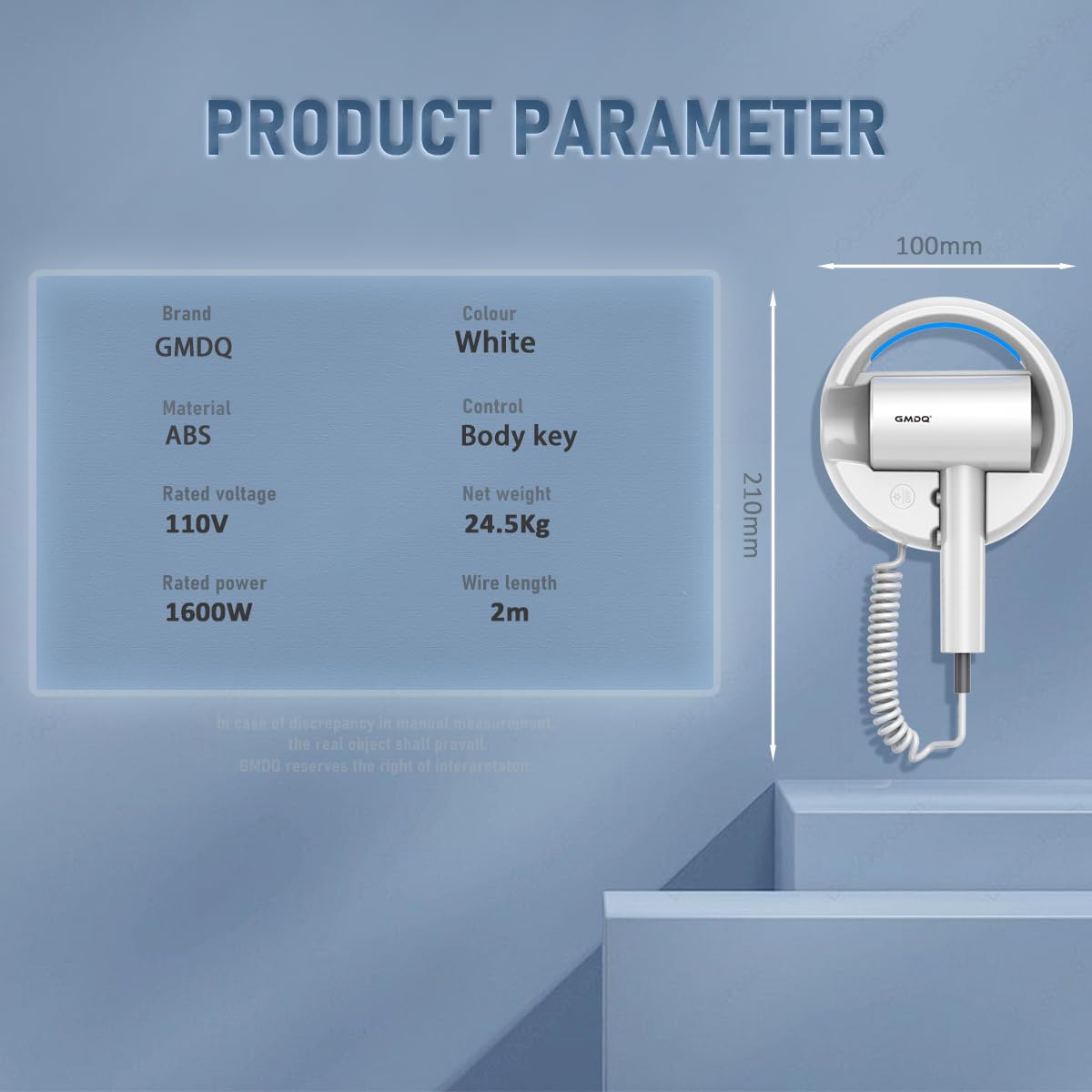 GMDQ bathroom wall mount provides a sleek, towel-friendly setup.