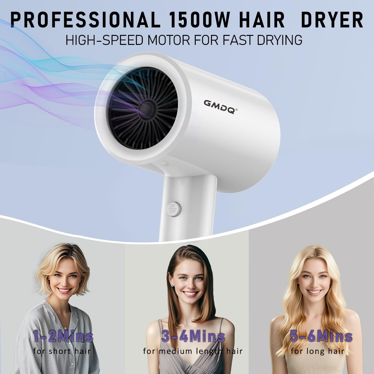 GMDQ negative ion technology for smoother, static-free air drying.
