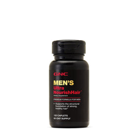 GNC NourishHair packaging label emphasizes gluten-free formula