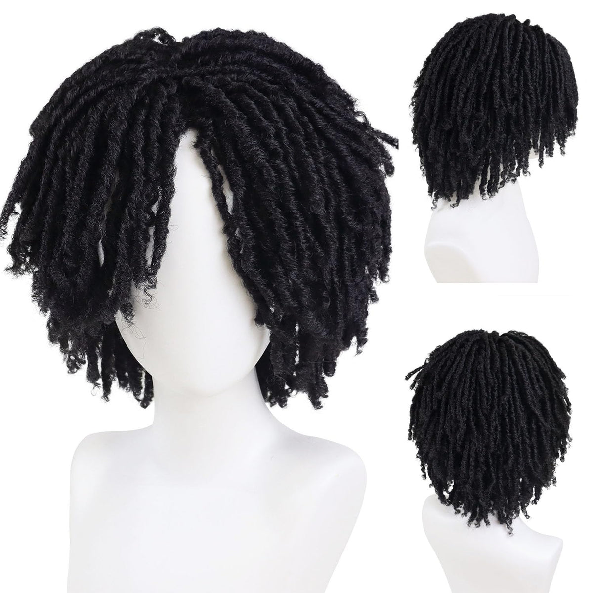 GNIMEGIL mens dreadlock wig in black curly for versatile daily wear