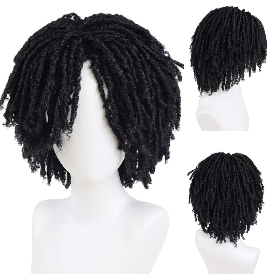 GNIMEGIL mens dreadlock wig in black curly for versatile daily wear