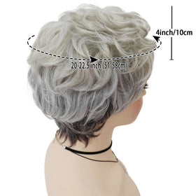 GNIMEGIL short gray wig for seniors adjustable straps inside for secure fit.
