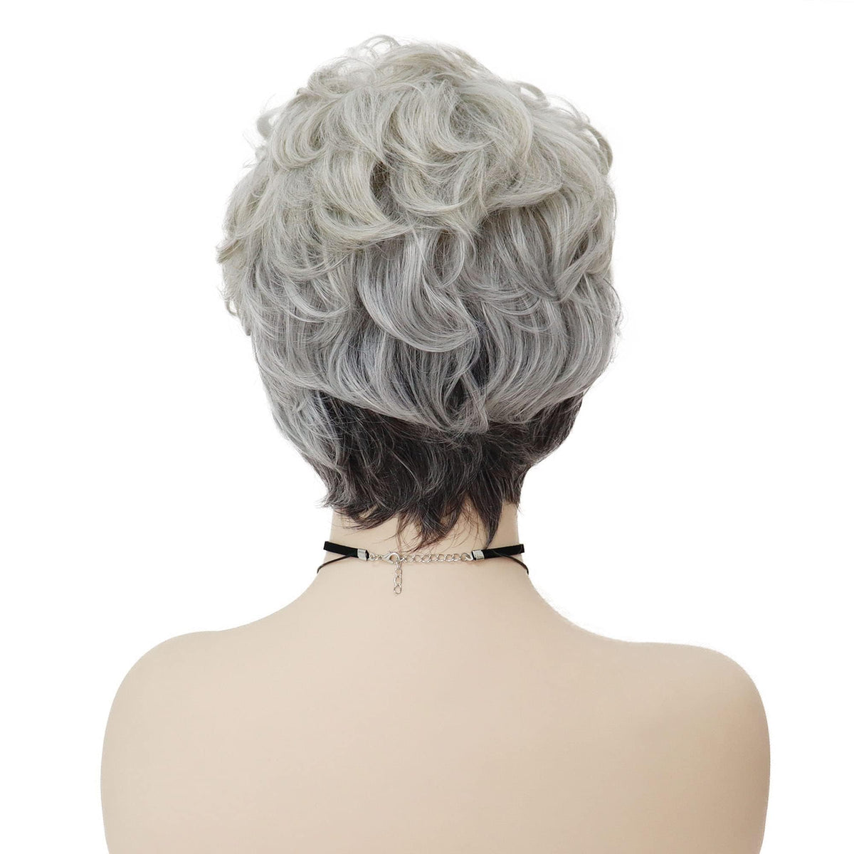 GNIMEGIL short gray wig for seniors heat-resistant fiber ready for styling.