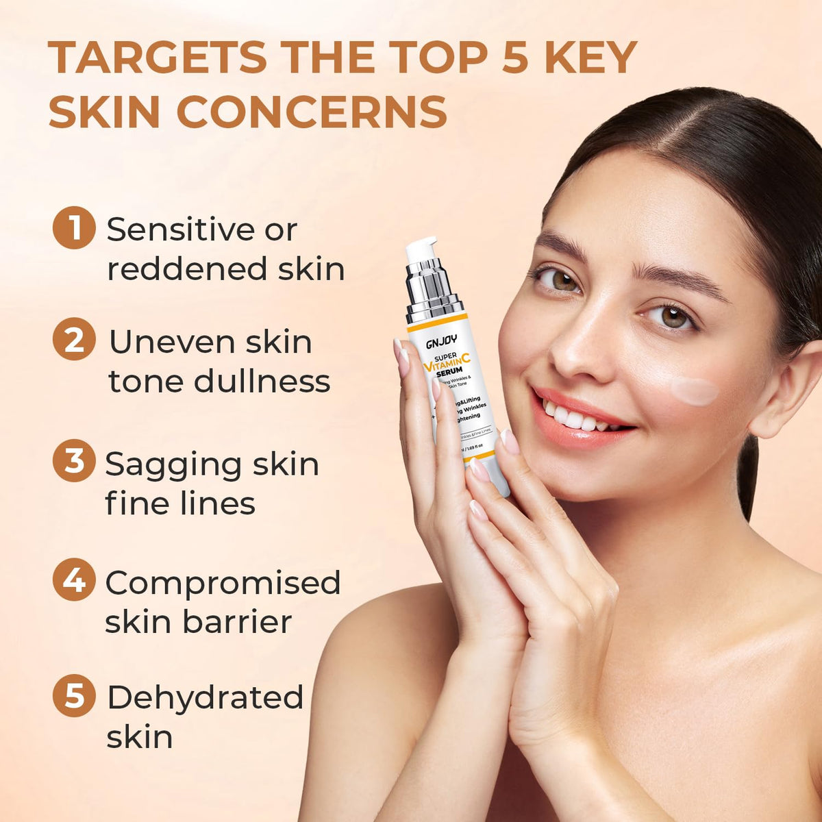 GNJOY Vitamin C Serum pump dispense ensures clean, controlled daily use.
