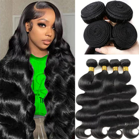 GNVO 12A body wave bundles in natural black, 18 inches for versatile styling