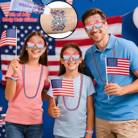 Go Ho nine-piece necklace bulk enhances patriotic outfits with color