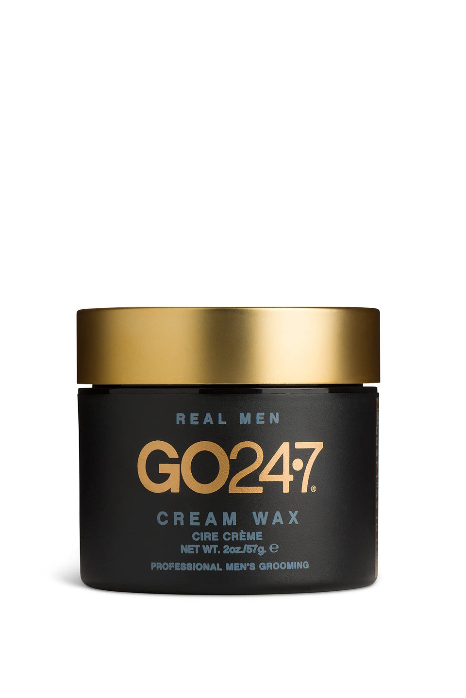 GO247 Cream Wax label highlights medium hold and natural matte finish for everyday styling