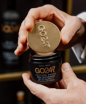 GO247 Texture Paste application on hair showing wet or dry use