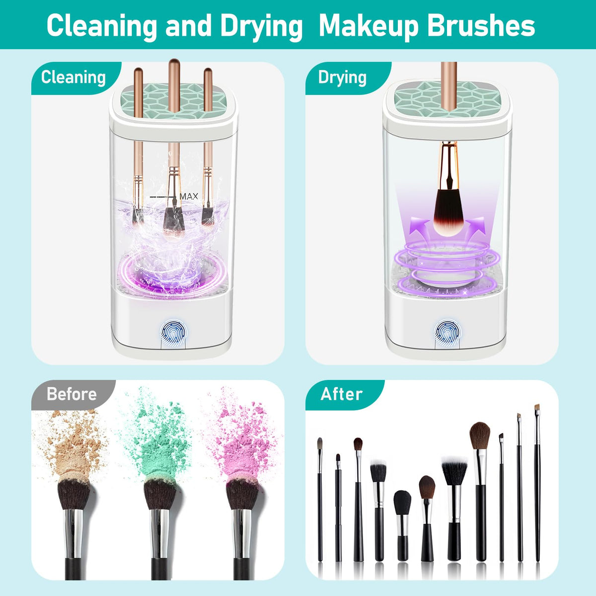 Goanpebl electric brush cleaner stand used as drying rack.