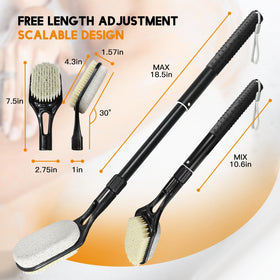 Gobiteli Foot Scrubber adjustable handle extended to 25 inches for comfortable use.