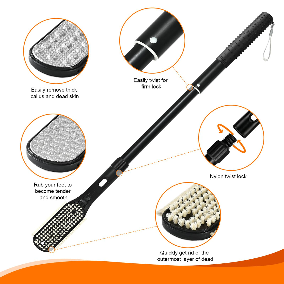 Gobiteli foot scrubber head brush for gentle cleansing in the shower.