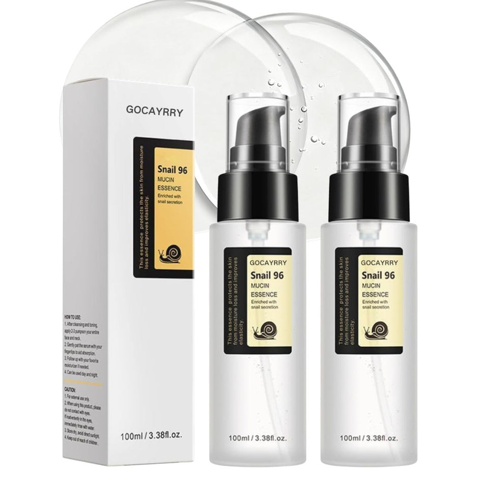 GOCAYRRY Advanced Snail Mucin 96% bottle closeup showing premium repair serum.