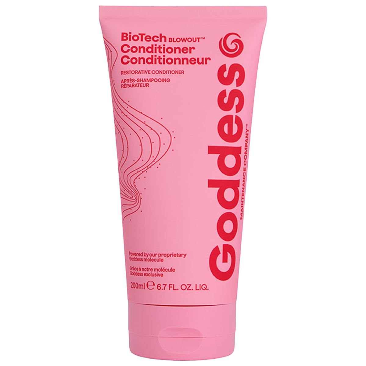 Goddess Maintenance BioTech Restorative Conditioner bottle for strengthened, smoother hair.