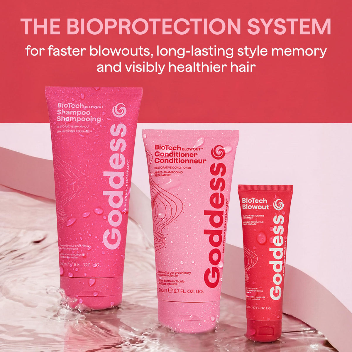 Goddess Maintenance BioTech Restorative Conditioner in a shower setting for daily use.