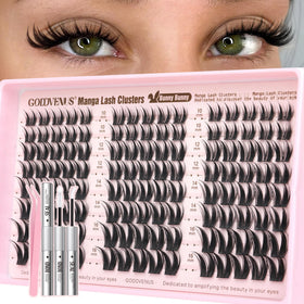 Goddvenus Bunny Manga Lash Clusters kit laid out for versatile, natural volume.
