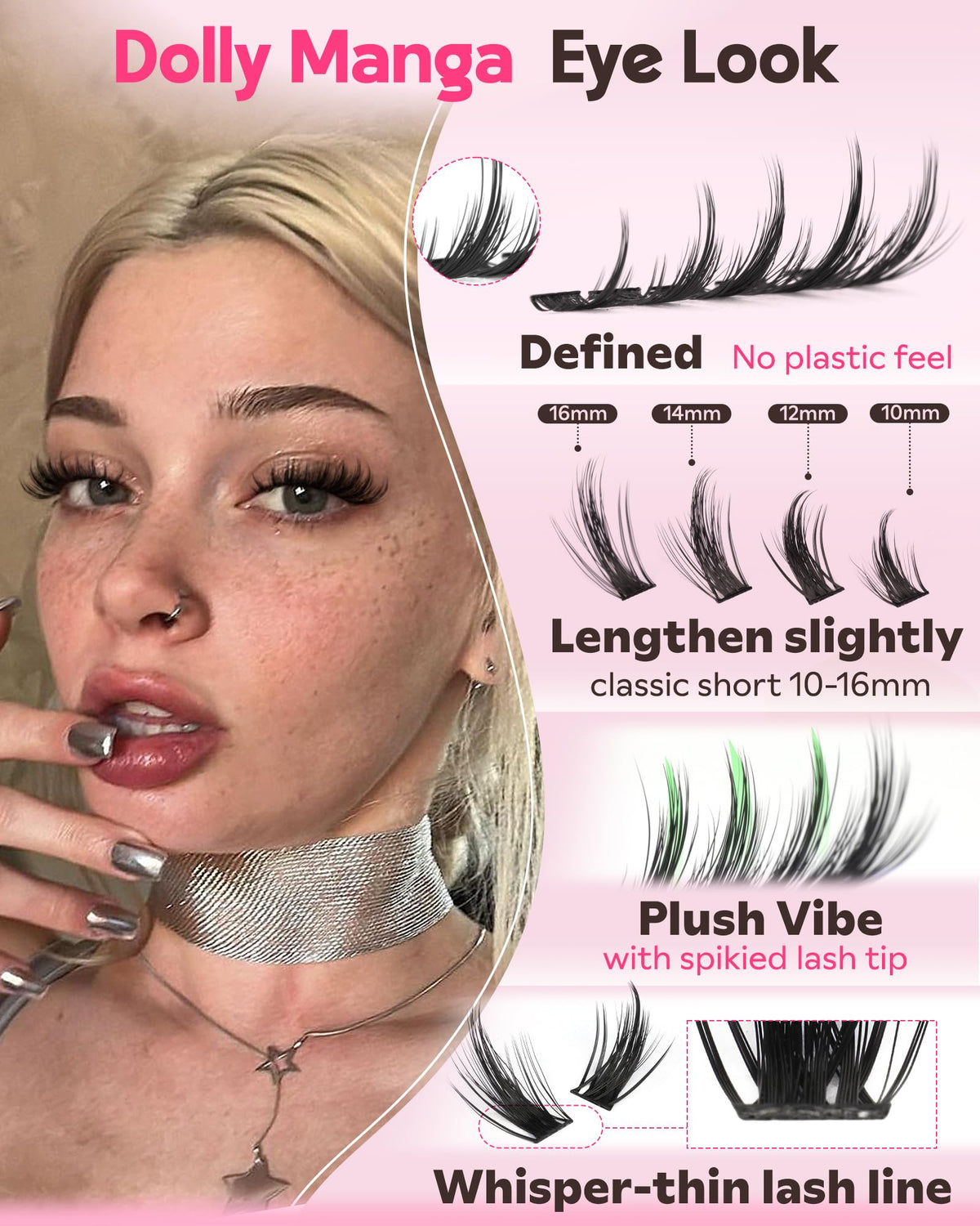 Goddvenus Fluffy Manga Lash Clusters Kit with spiked tips for definition