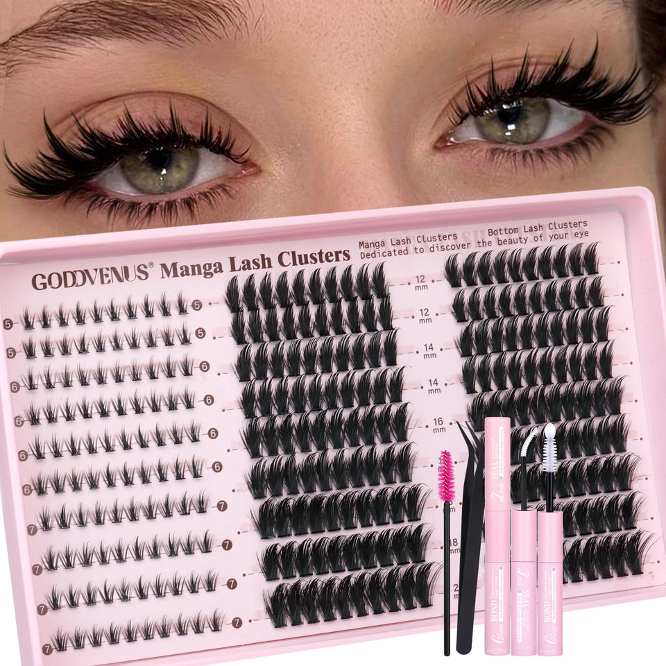Goddvenus manga lash clusters kit top lashes for a full, natural look.