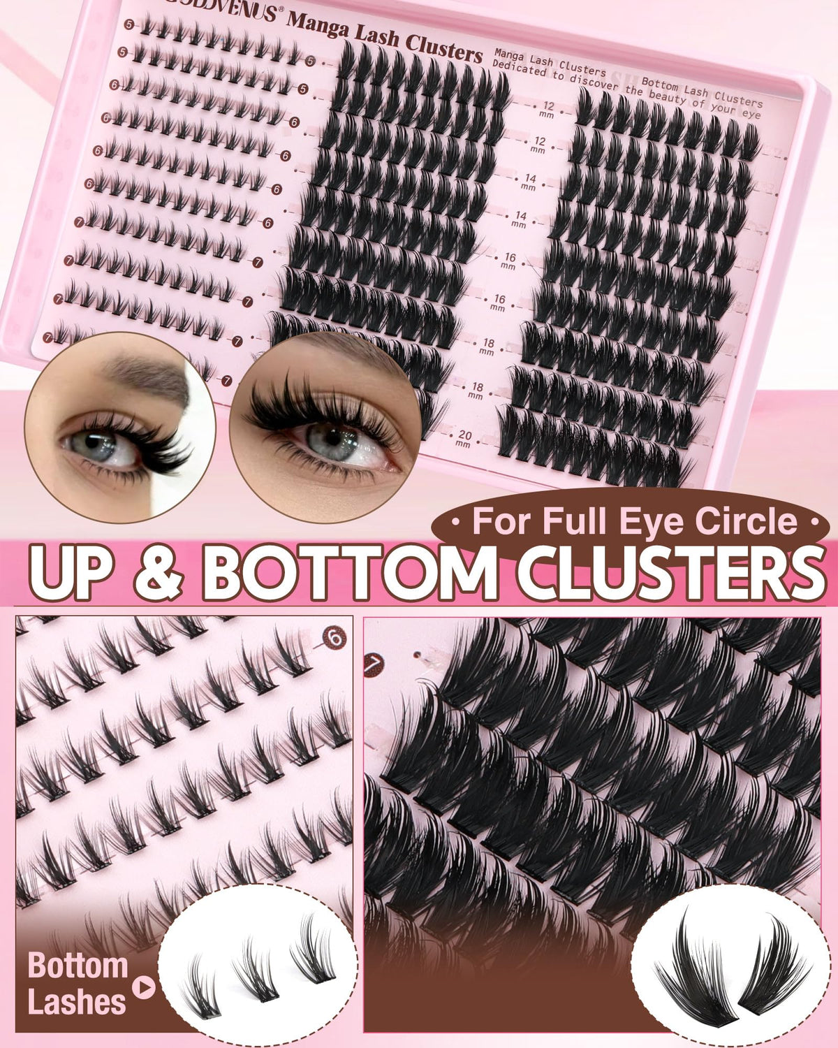 Goddvenus ultra-natural, fluffy lash clusters blend with real lashes.