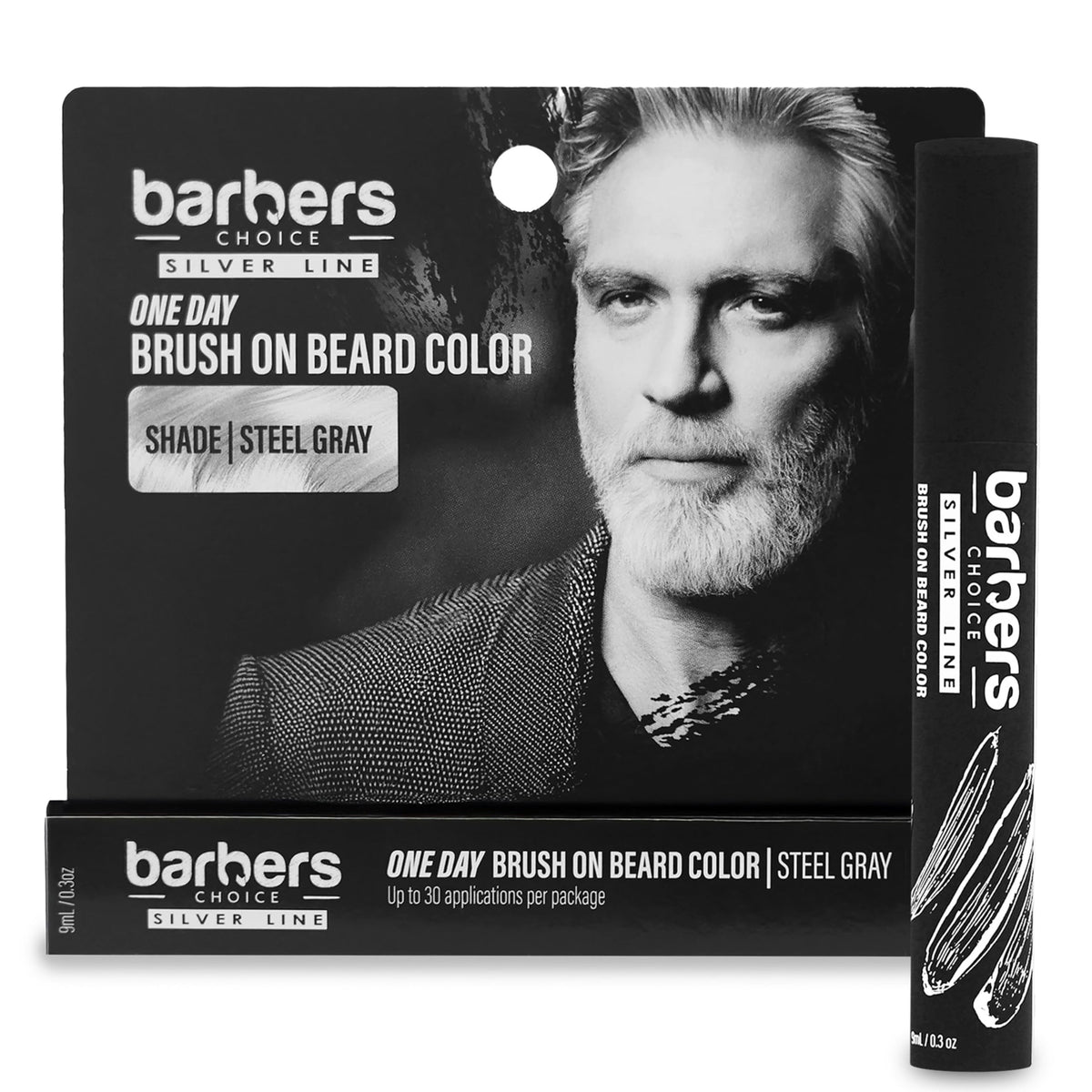 Godefroy Barbers Choice Silver Line brush-application on facial hair showing quick color gain
