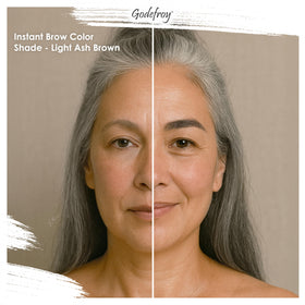 Godefroy brow color application step one for precise, clean brow prep.
