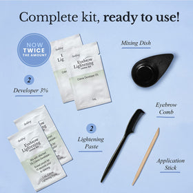 Godefroy eyebrow lightening cream at-home-use scene illustrates convenient salon-like brow lightening.