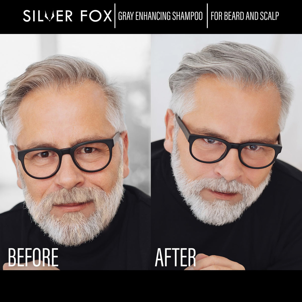 Godefroy Silver Fox Shampoo application on beard for hydrated, clean feel.