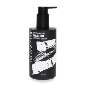Godefroy Silver Fox Shampoo bottle shown for gray hair maintenance and dual-use grooming.