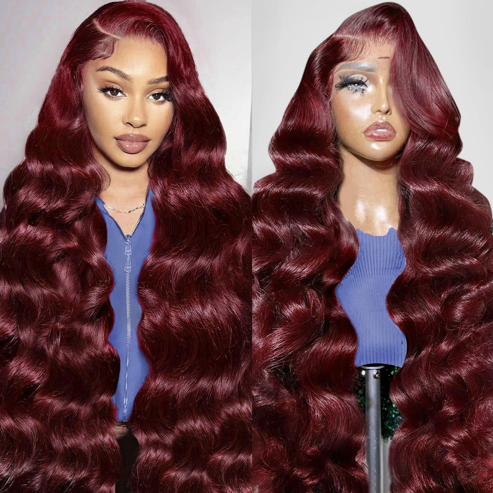 GOFWARD 30-inch burgundy lace-front wig with seamless blend for natural look