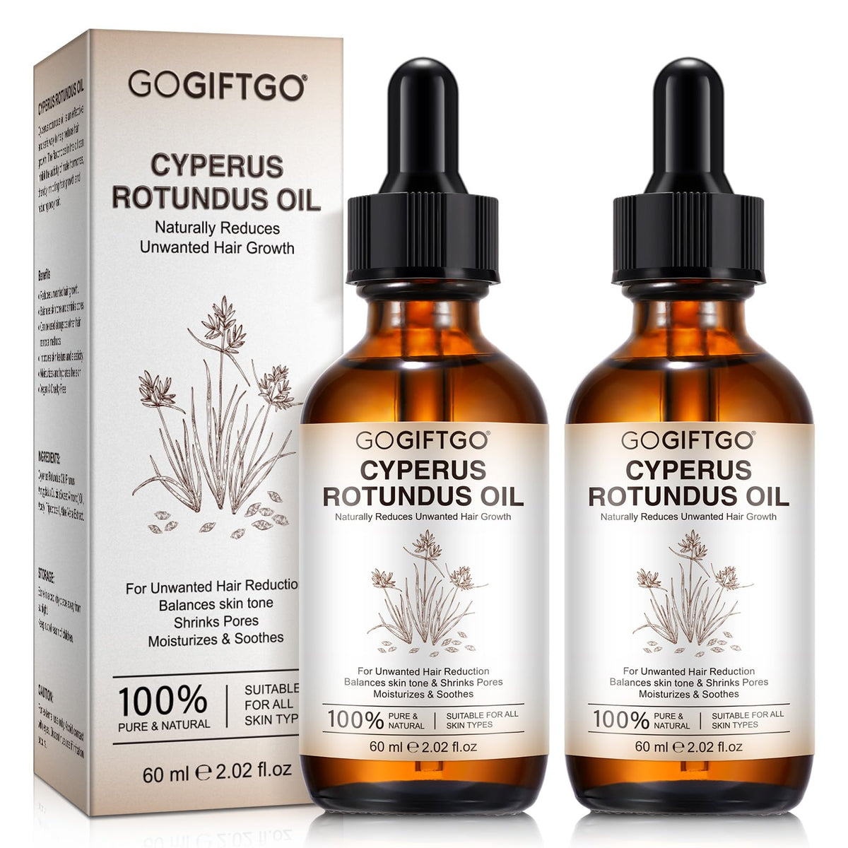 GOGIFTGO Cyperus Oil bottle ready for daily skin care and gentle hair care.