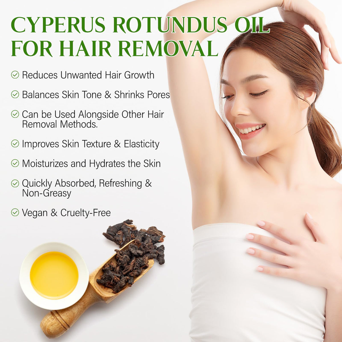 GOGIFTGO Cyperus Oil packaging indicates 60ml bottle and gentle formula.