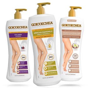 Goicoechea Arnica Chamomile lotion bottle; soothing daily leg hydration