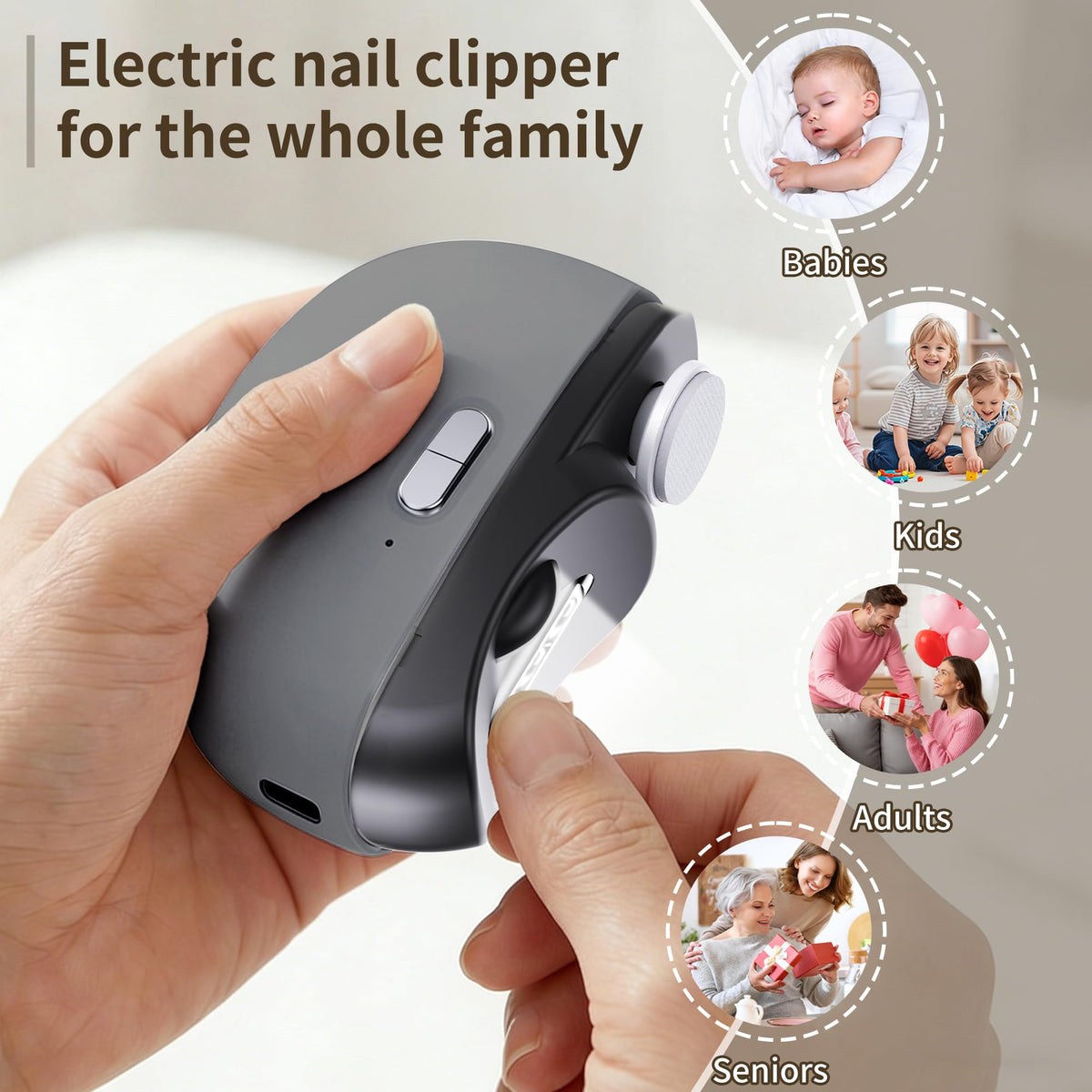 Goinfos electric nail clipper LED light aids visibility in dim areas.